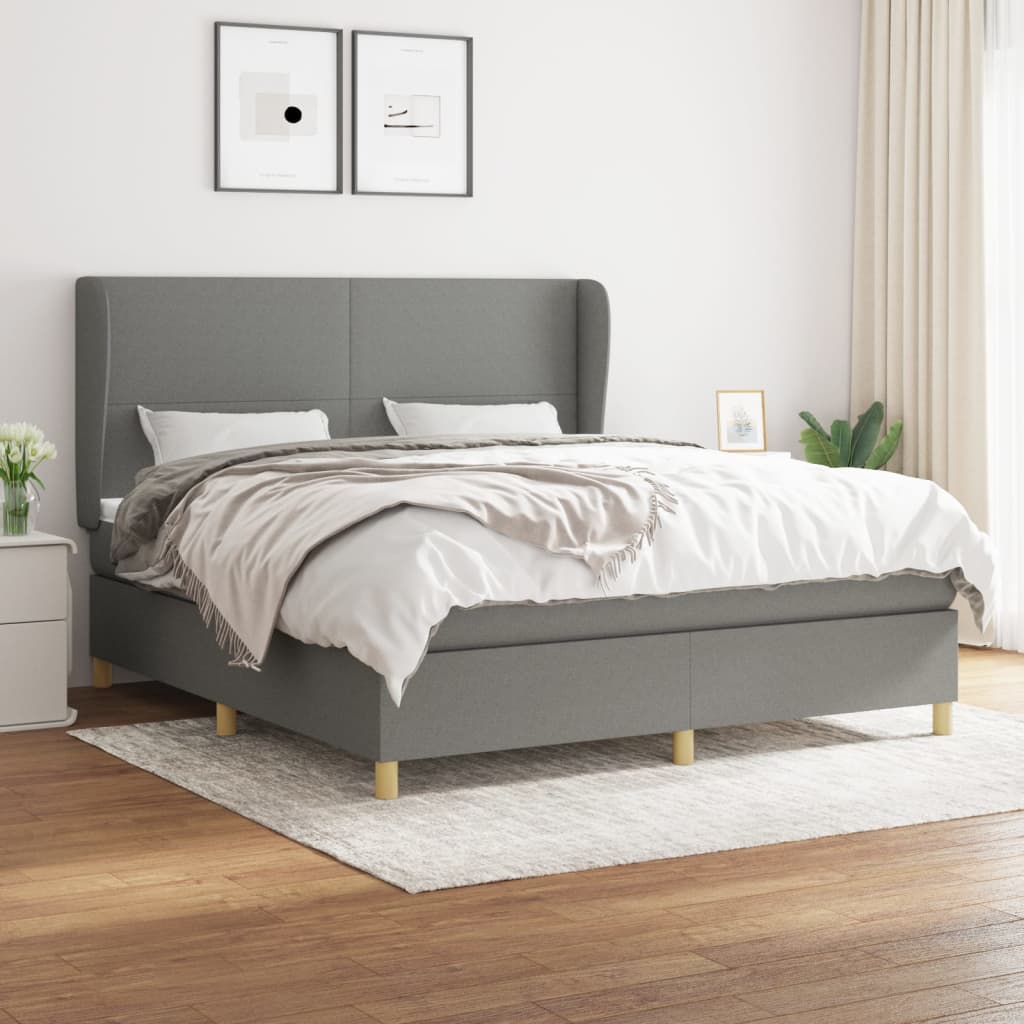 Giroletto a Molle con Materasso Grigio Scuro 180x200 cm Tessuto | homemem39