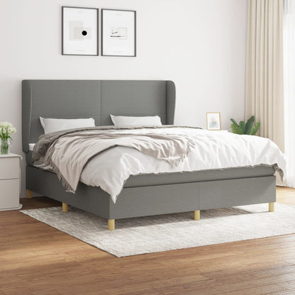 Giroletto a Molle con Materasso Grigio Scuro 180x200 cm Tessuto | homemem39