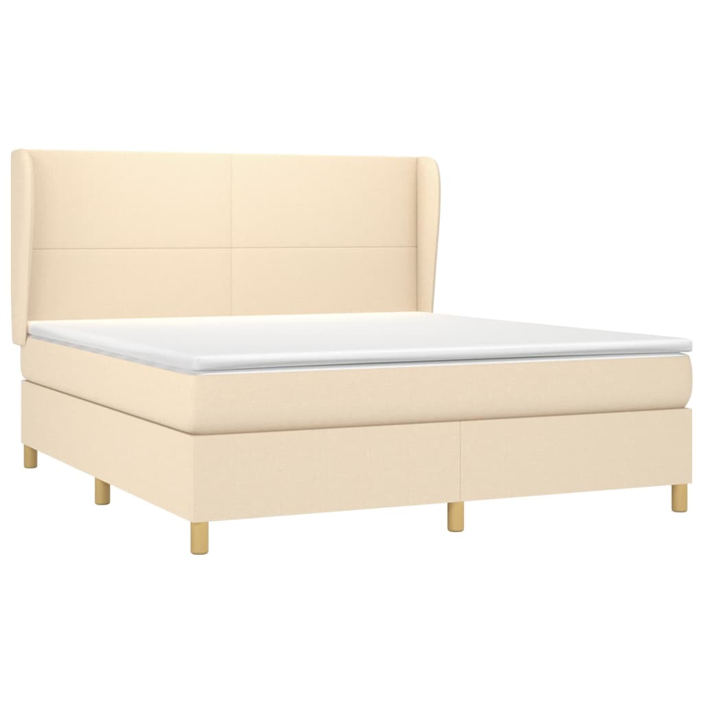 Giroletto a Molle con Materasso Crema 180x200 cm in Tessuto | homemem39