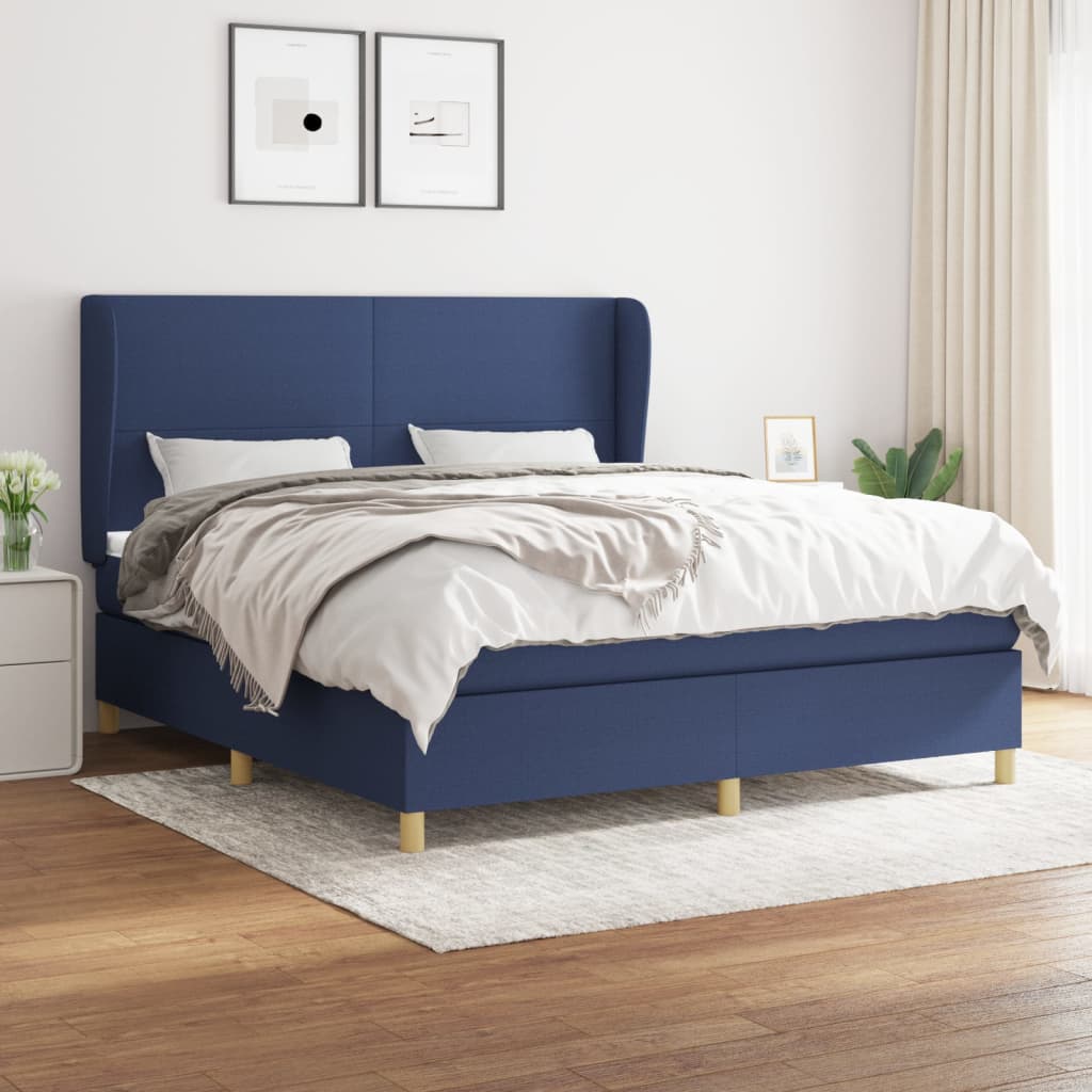 Giroletto a Molle con Materasso Blu 180x200 cm in Tessuto | homemem39