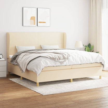 Giroletto a Molle con Materasso Crema 200x200 cm in Tessuto | homemem39