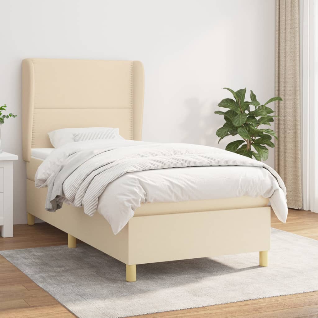 Giroletto a Molle con Materasso Crema 90x190 cm in Tessuto | homemem39