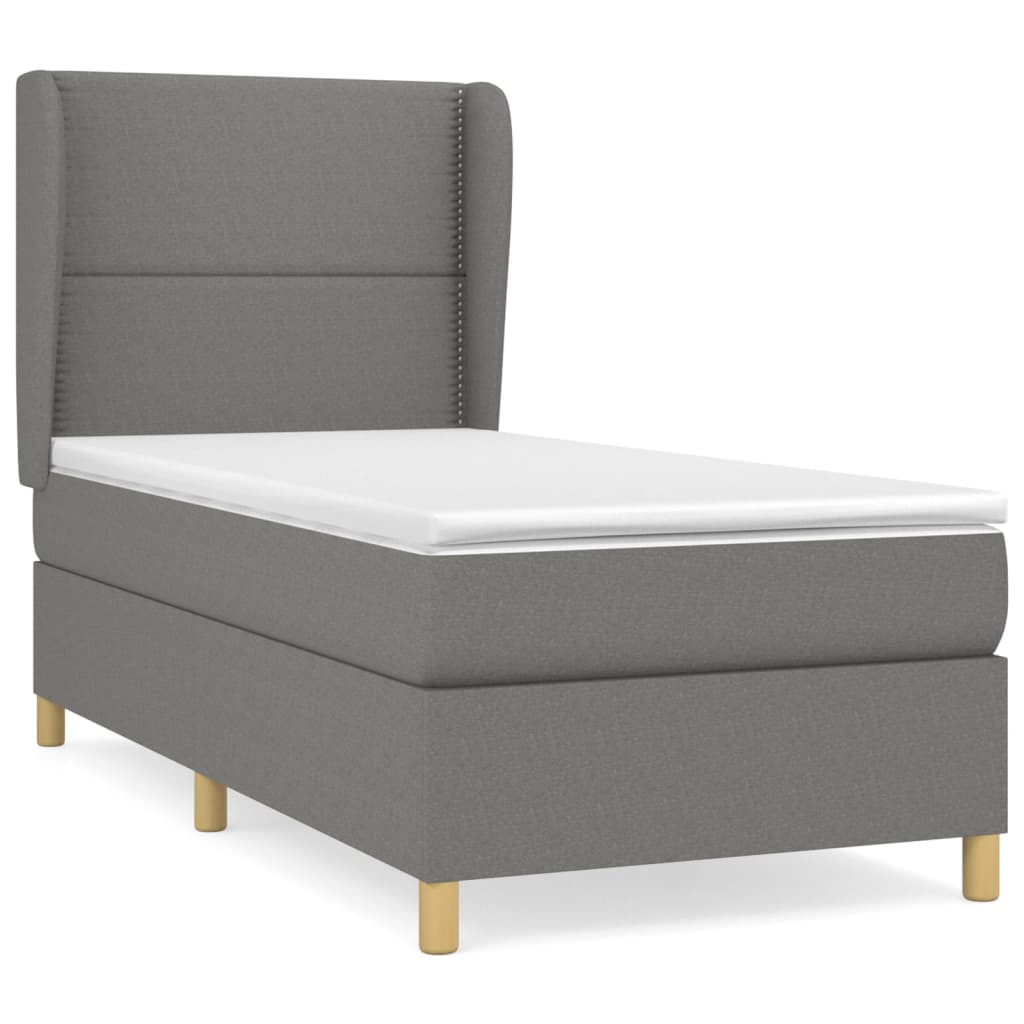 Giroletto a Molle con Materasso Grigio Scuro 90x200 cm Tessuto | homemem39
