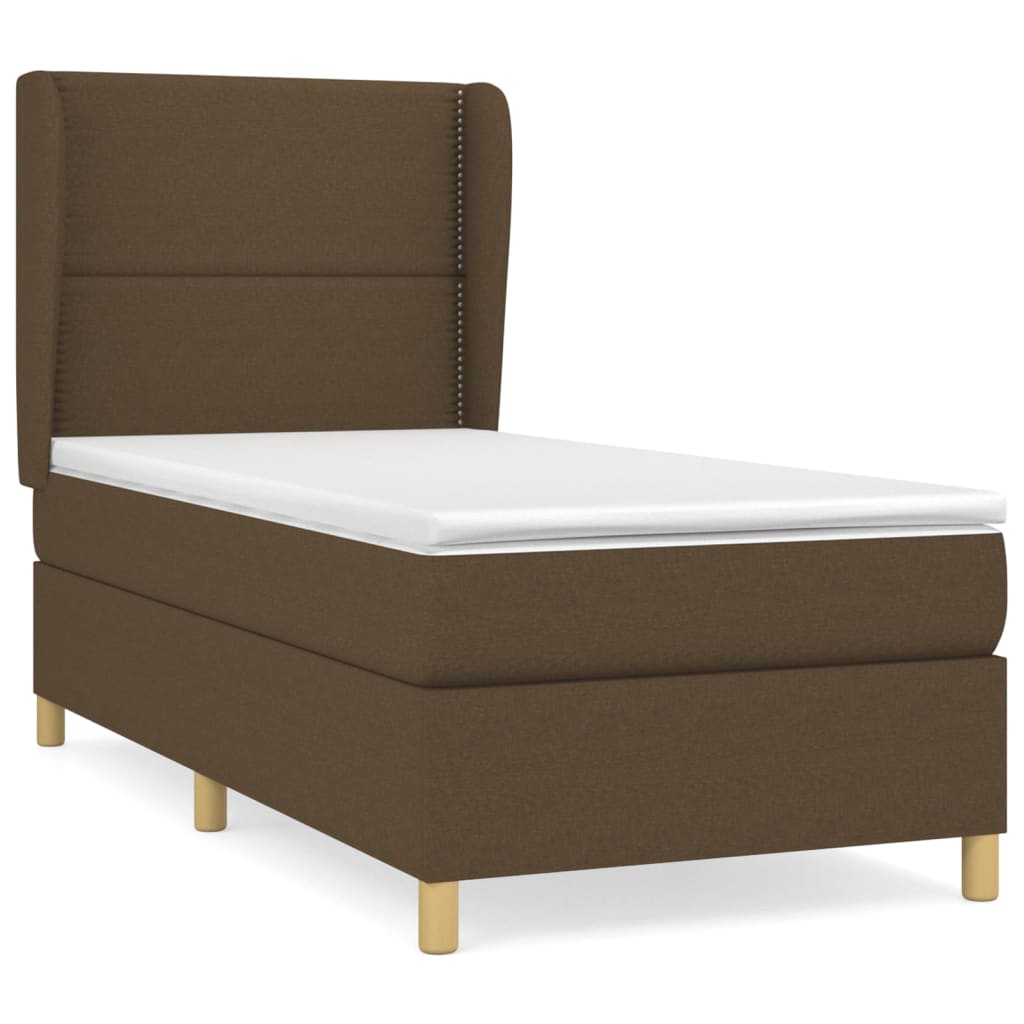 Giroletto a Molle con Materasso Marrone Scuro 100x200cm Tessuto | homemem39