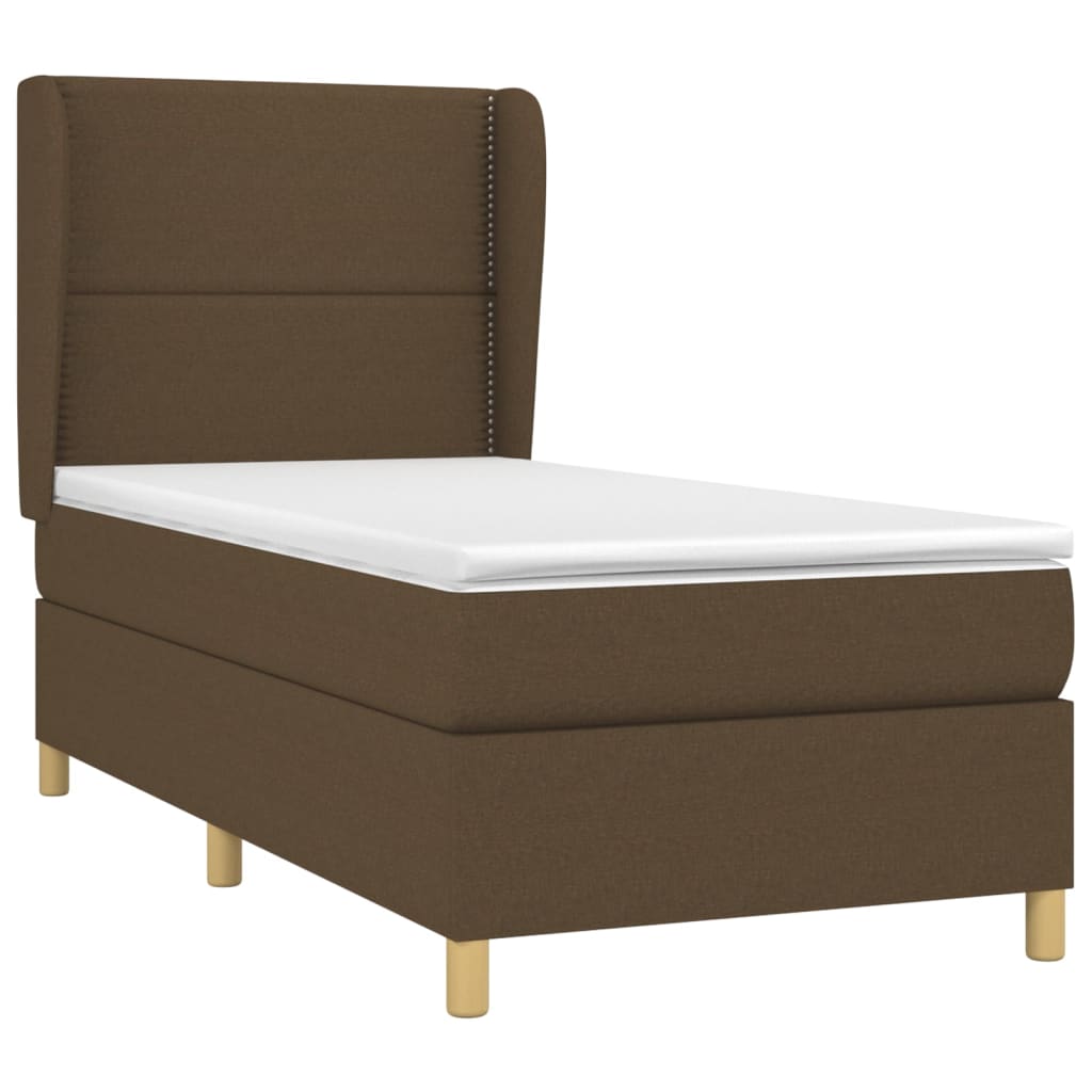 Giroletto a Molle con Materasso Marrone Scuro 100x200cm Tessuto | homemem39