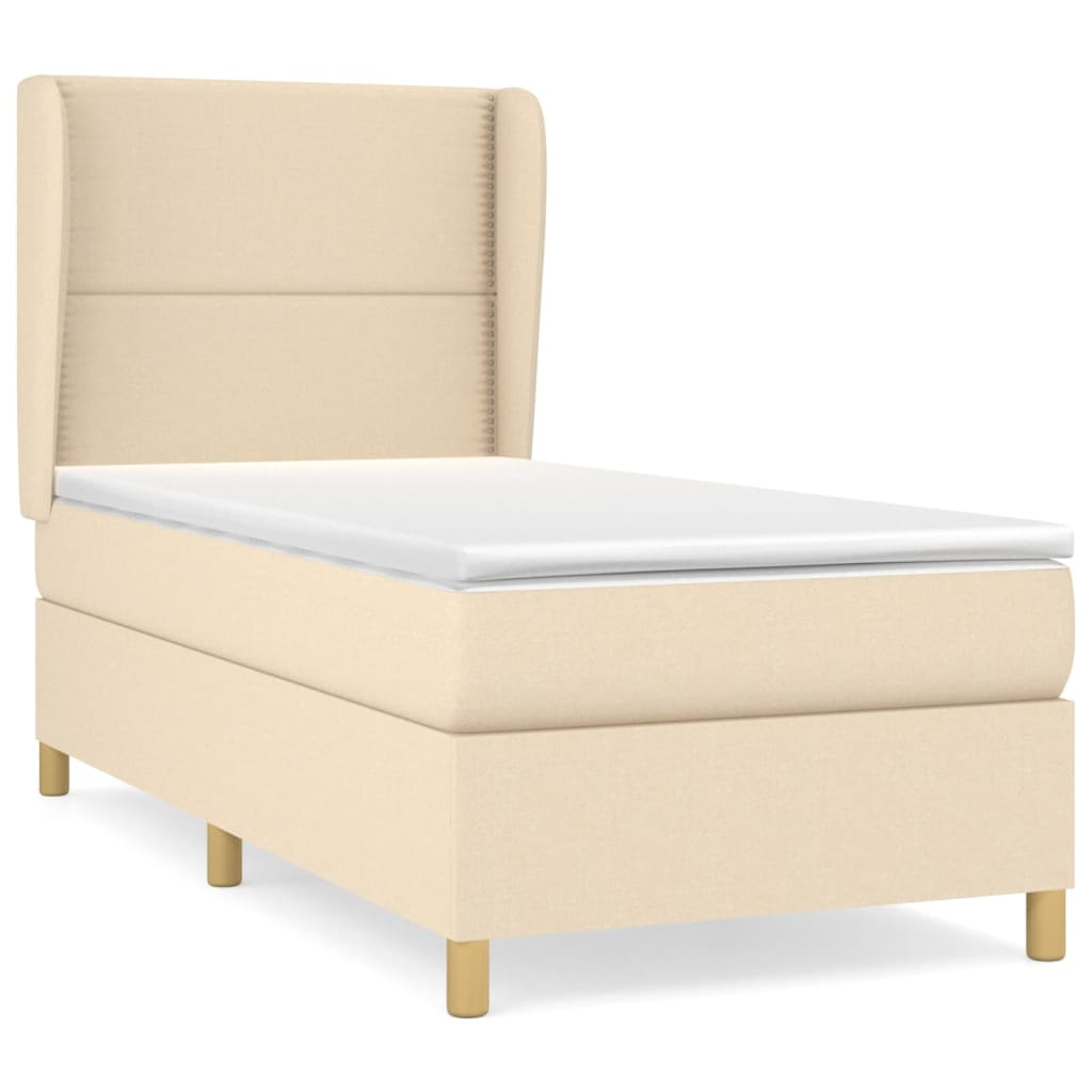 Giroletto a Molle con Materasso Crema 100x200 cm in Tessuto | homemem39