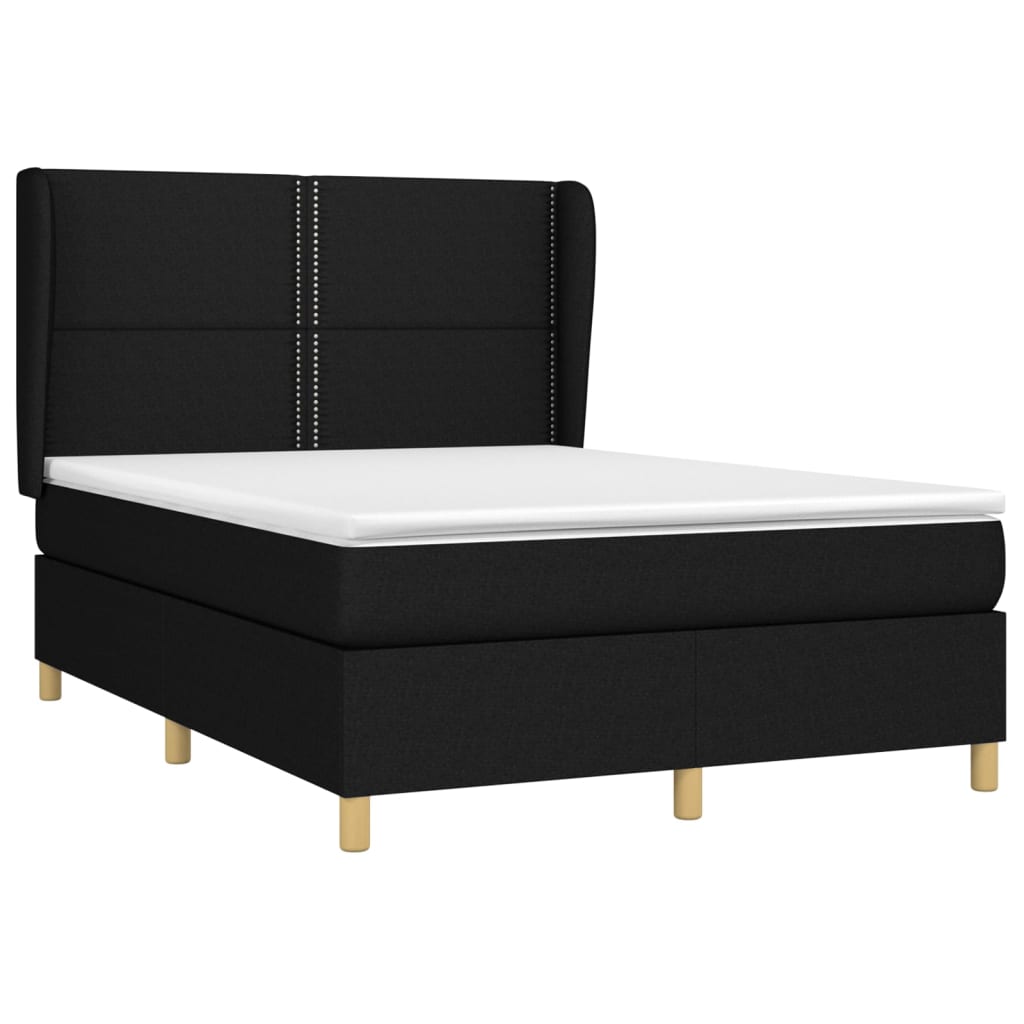 Giroletto a Molle con Materasso Nero 140x190 cm in Tessuto | homemem39