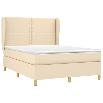 Giroletto a Molle con Materasso Crema 140x19 cm in Tessuto | homemem39