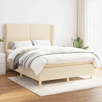Giroletto a Molle con Materasso Crema 140x19 cm in Tessuto | homemem39