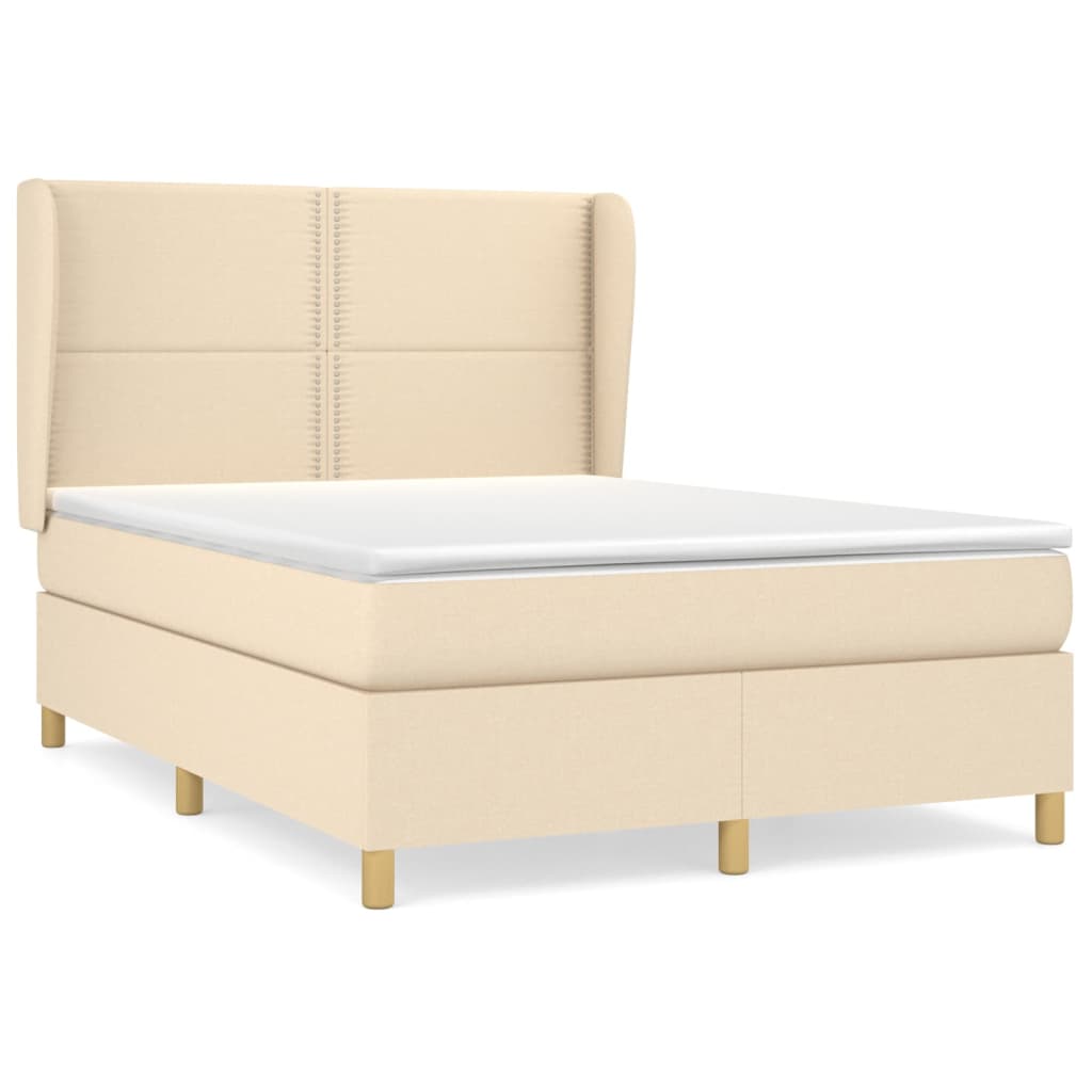 Giroletto a Molle con Materasso Crema 140x200 cm in Tessuto | homemem39