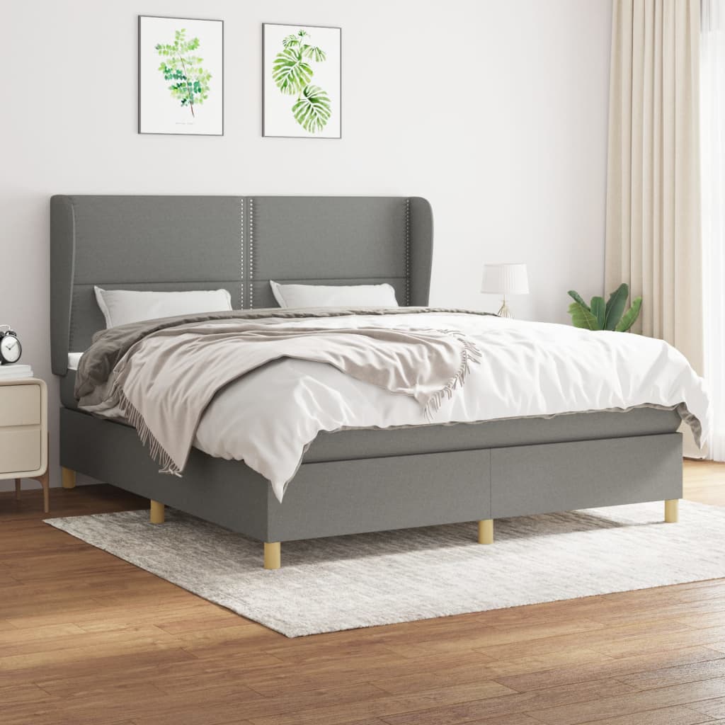 Giroletto a Molle con Materasso Grigio Scuro 180x200 cm Tessuto | homemem39