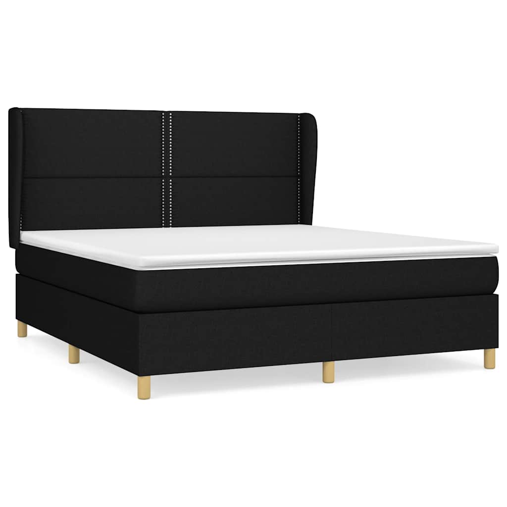 Giroletto a Molle con Materasso Nero 180x200 cm in Tessuto | homemem39