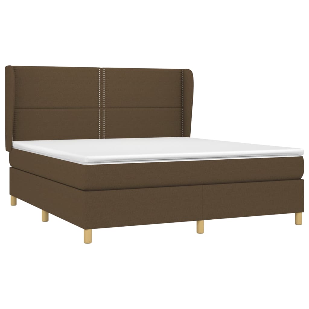 Giroletto a Molle con Materasso Marrone Scuro 180x200cm Tessuto | homemem39