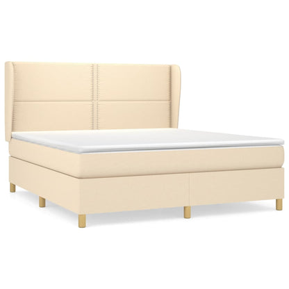 Giroletto a Molle con Materasso Crema 180x200 cm in Tessuto | homemem39