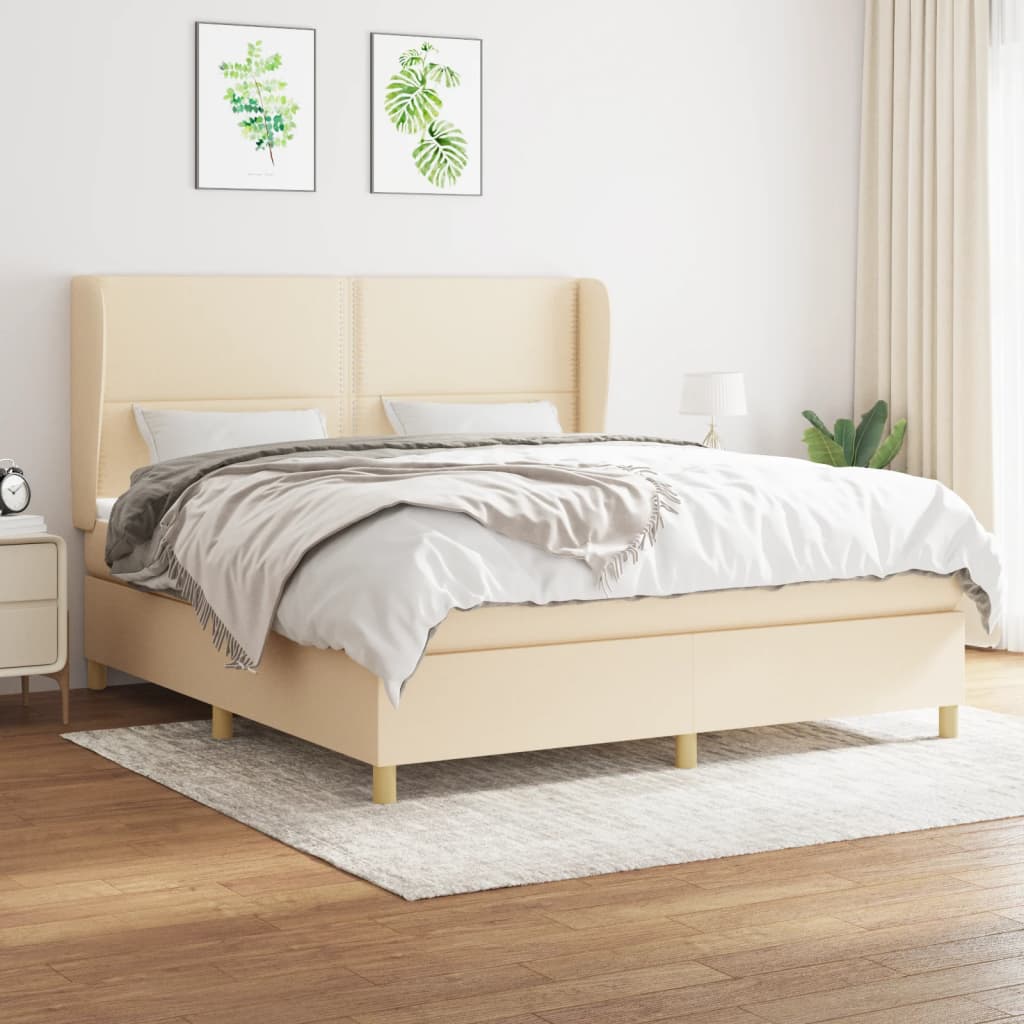 Giroletto a Molle con Materasso Crema 180x200 cm in Tessuto | homemem39