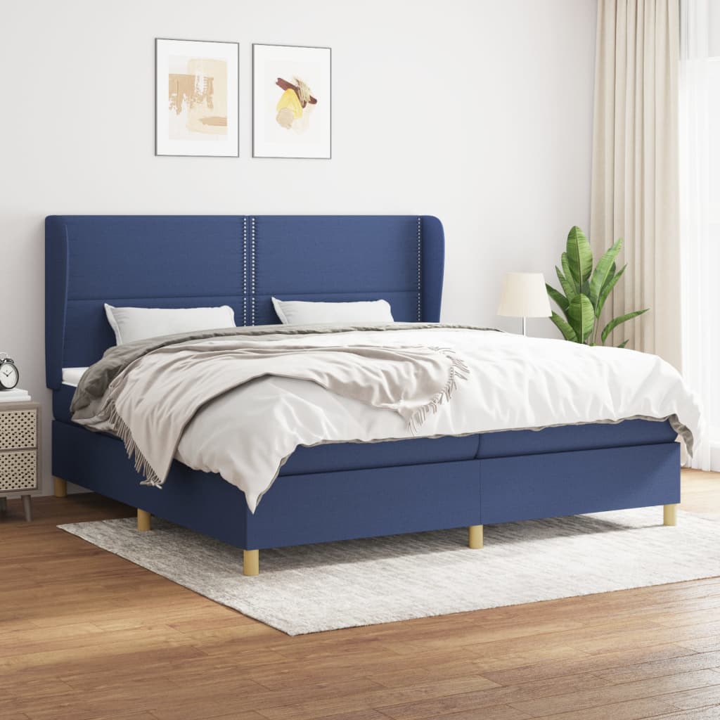 Giroletto a Molle con Materasso Blu 200x200 cm in Tessuto | homemem39