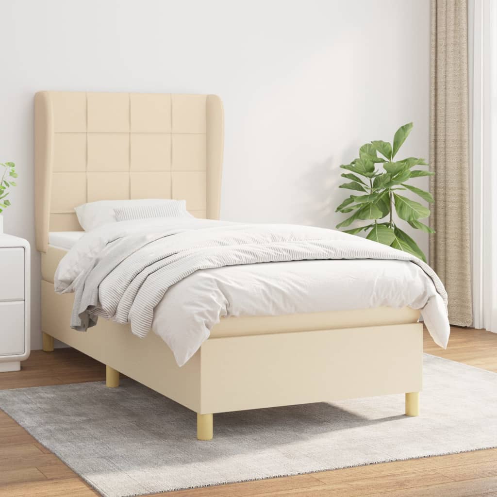 Giroletto a Molle con Materasso Crema 90x190 cm in Tessuto | homemem39