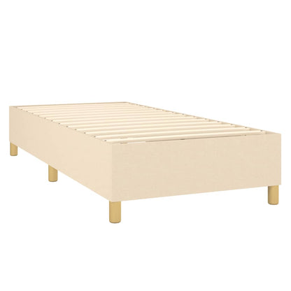 Spring bed frame with cream mattress 90x200 cm in fabric