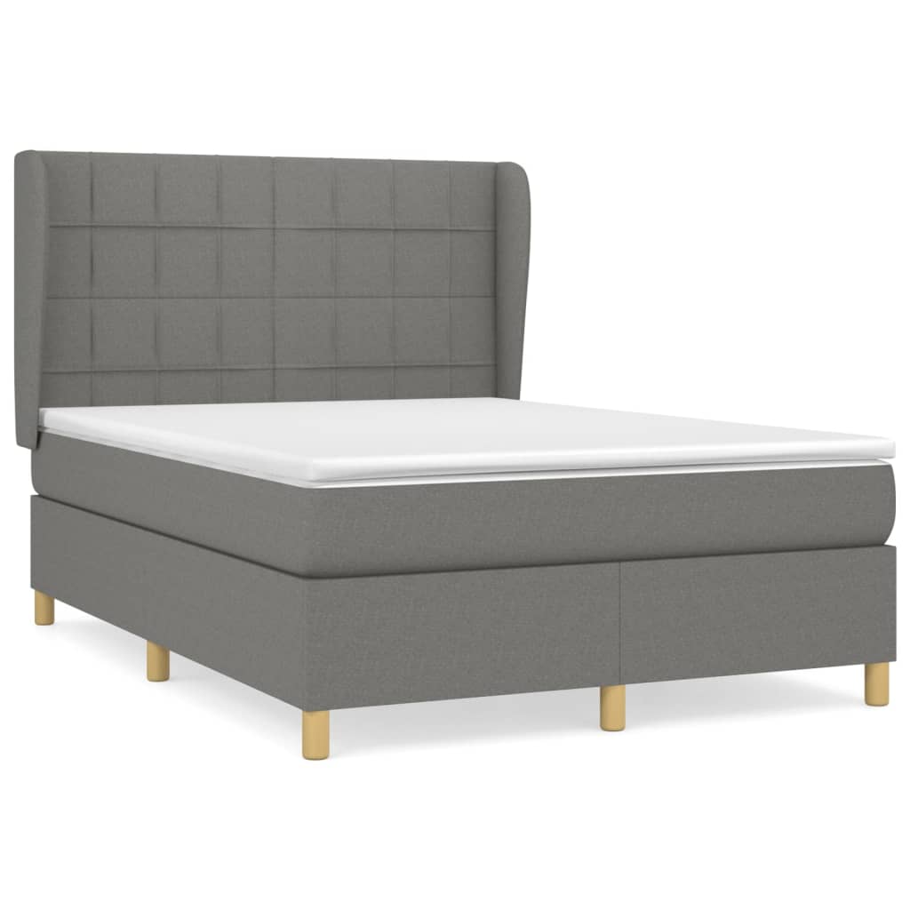 Giroletto a Molle con Materasso Grigio Scuro 140x190 cm Tessuto | homemem39