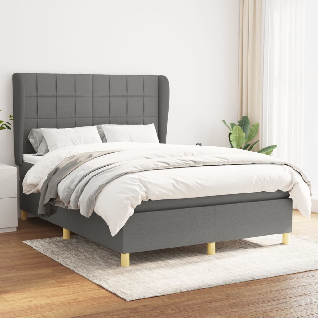 Giroletto a Molle con Materasso Grigio Scuro 140x190 cm Tessuto | homemem39