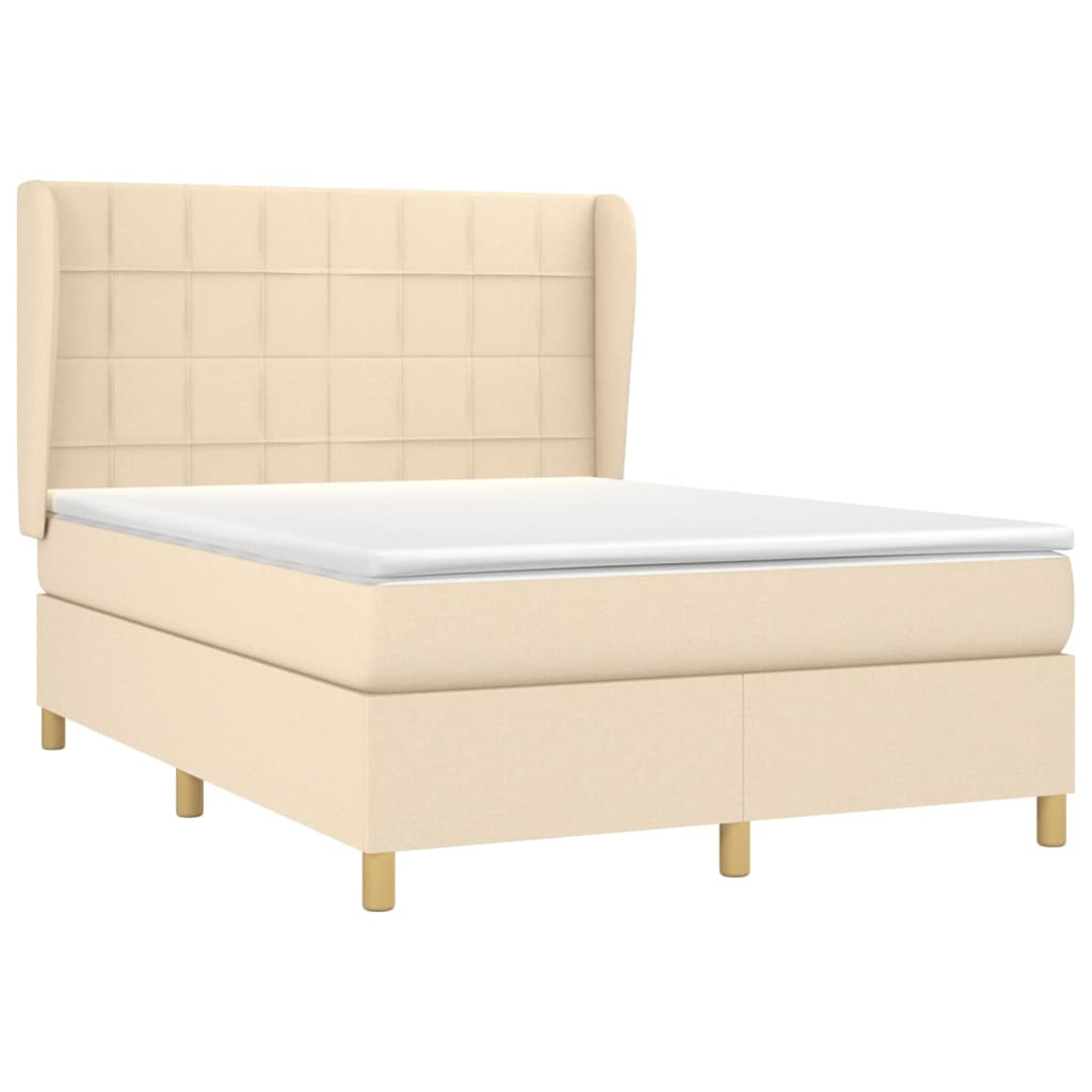 Giroletto a Molle con Materasso Crema 140x19 cm in Tessuto | homemem39