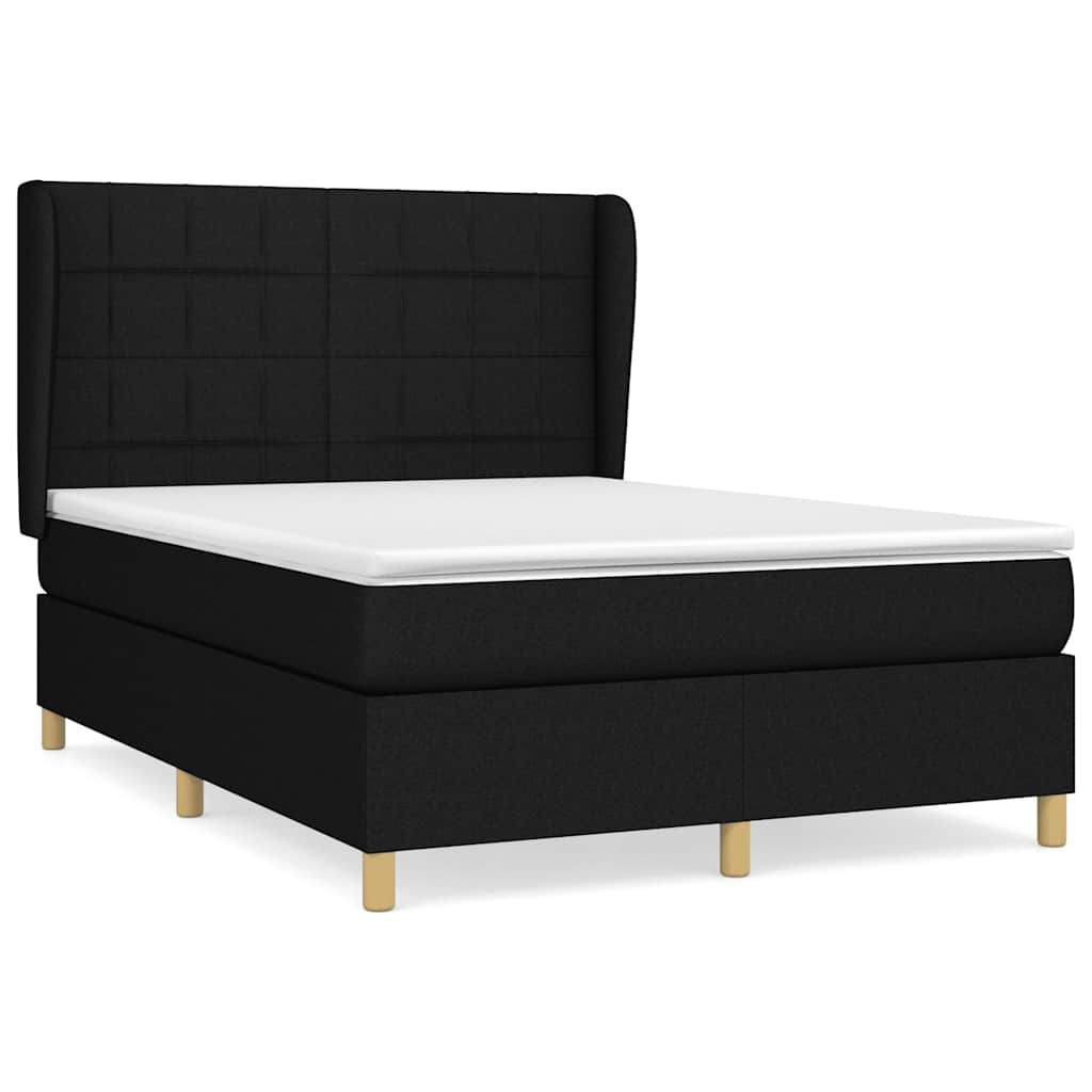 Giroletto a Molle con Materasso Nero 140x200 cm in Tessuto | homemem39