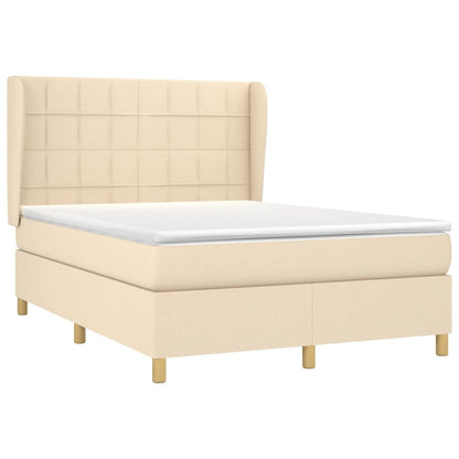 Giroletto a Molle con Materasso Crema 140x200 cm in Tessuto | homemem39