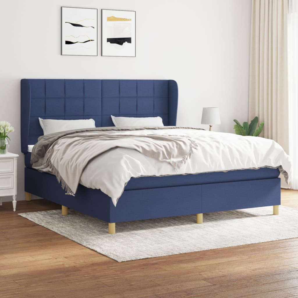 Giroletto a Molle con Materasso Blu 160x200 cm in Tessuto | homemem39