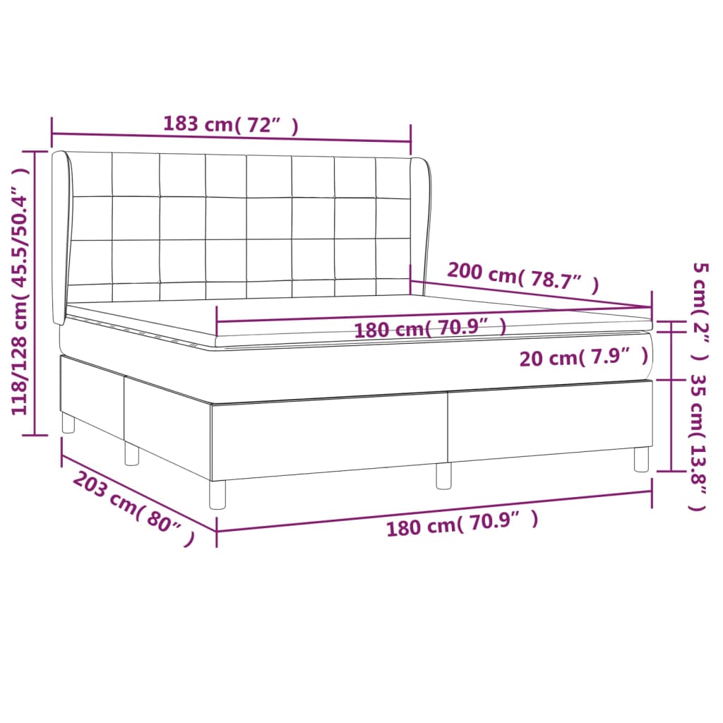 Giroletto a Molle con Materasso Grigio Chiaro180x200 cm Tessuto - homemem39