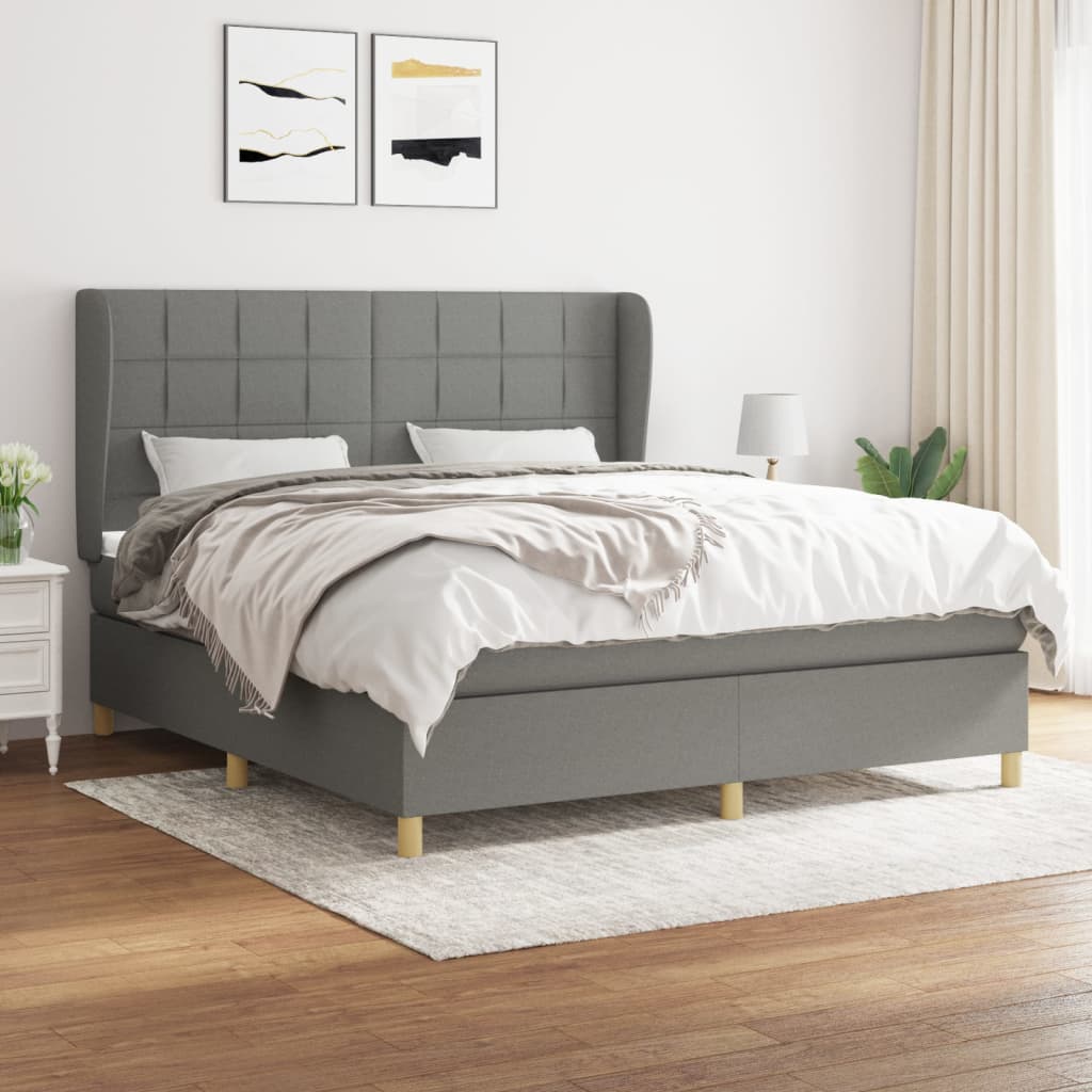 Giroletto a Molle con Materasso Grigio Scuro 180x200 cm Tessuto | homemem39