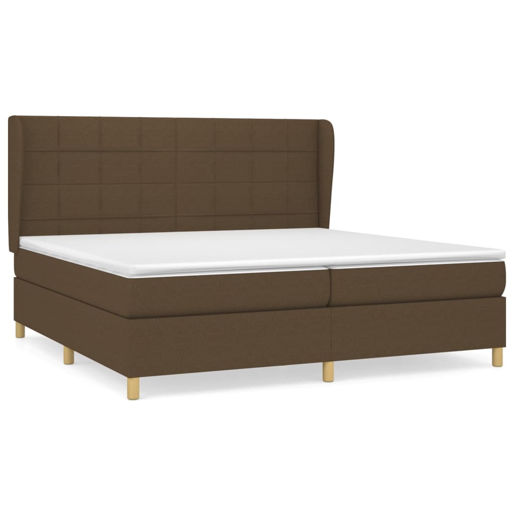 Giroletto a Molle con Materasso Marrone Scuro 200x200cm Tessuto | homemem39