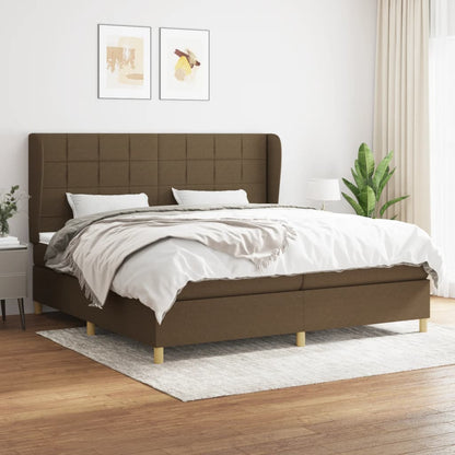 Giroletto a Molle con Materasso Marrone Scuro 200x200cm Tessuto | homemem39