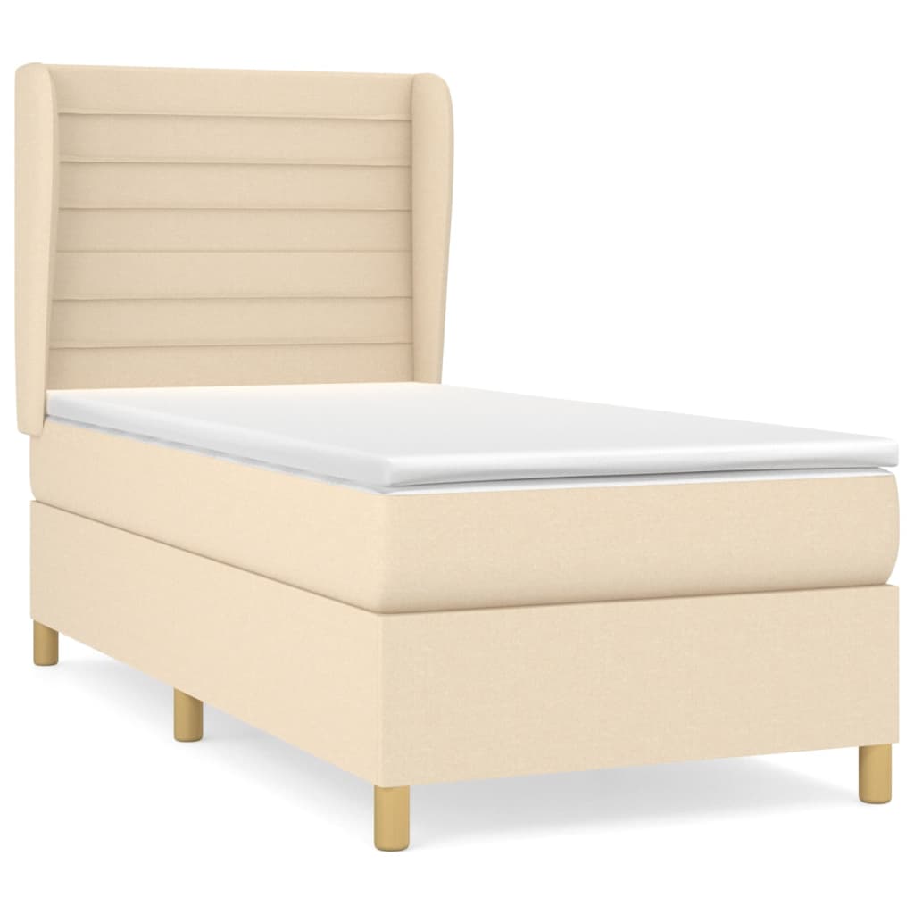 Giroletto a Molle con Materasso Crema 90x190 cm in Tessuto | homemem39
