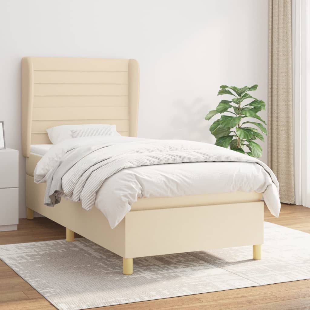 Giroletto a Molle con Materasso Crema 90x190 cm in Tessuto | homemem39
