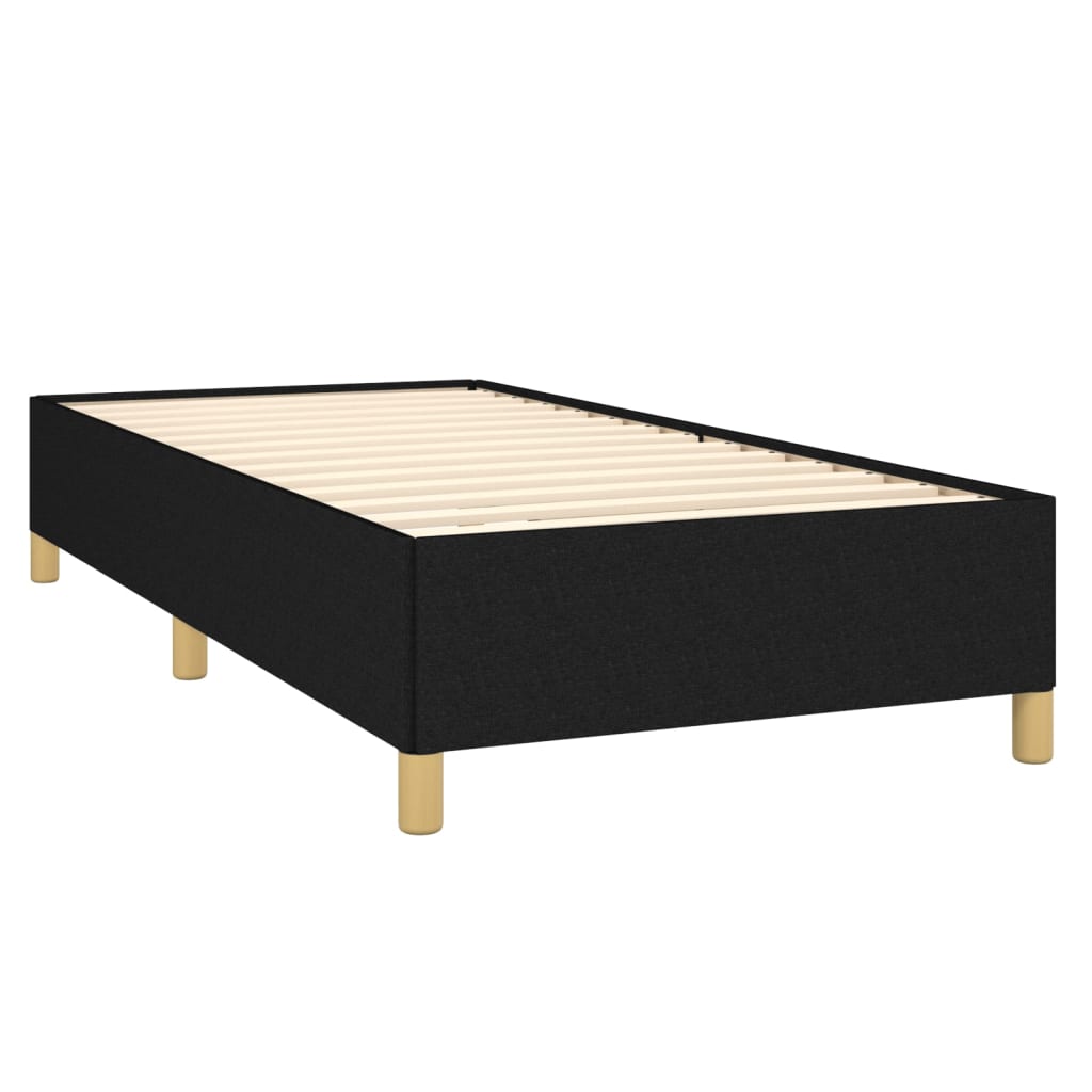 Spring bed frame with black mattress 90x200 cm in fabric