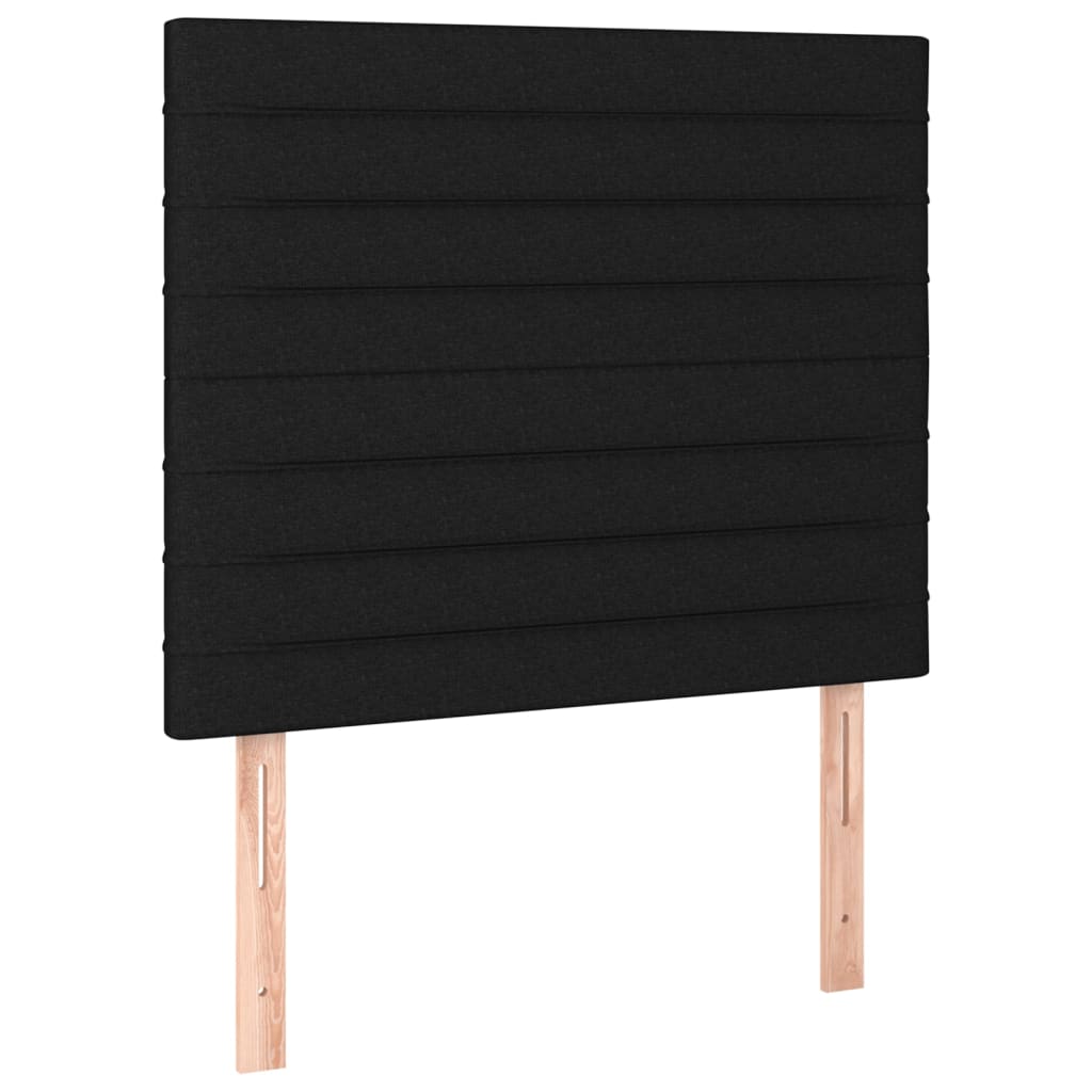 Spring bed frame with black mattress 90x200 cm in fabric