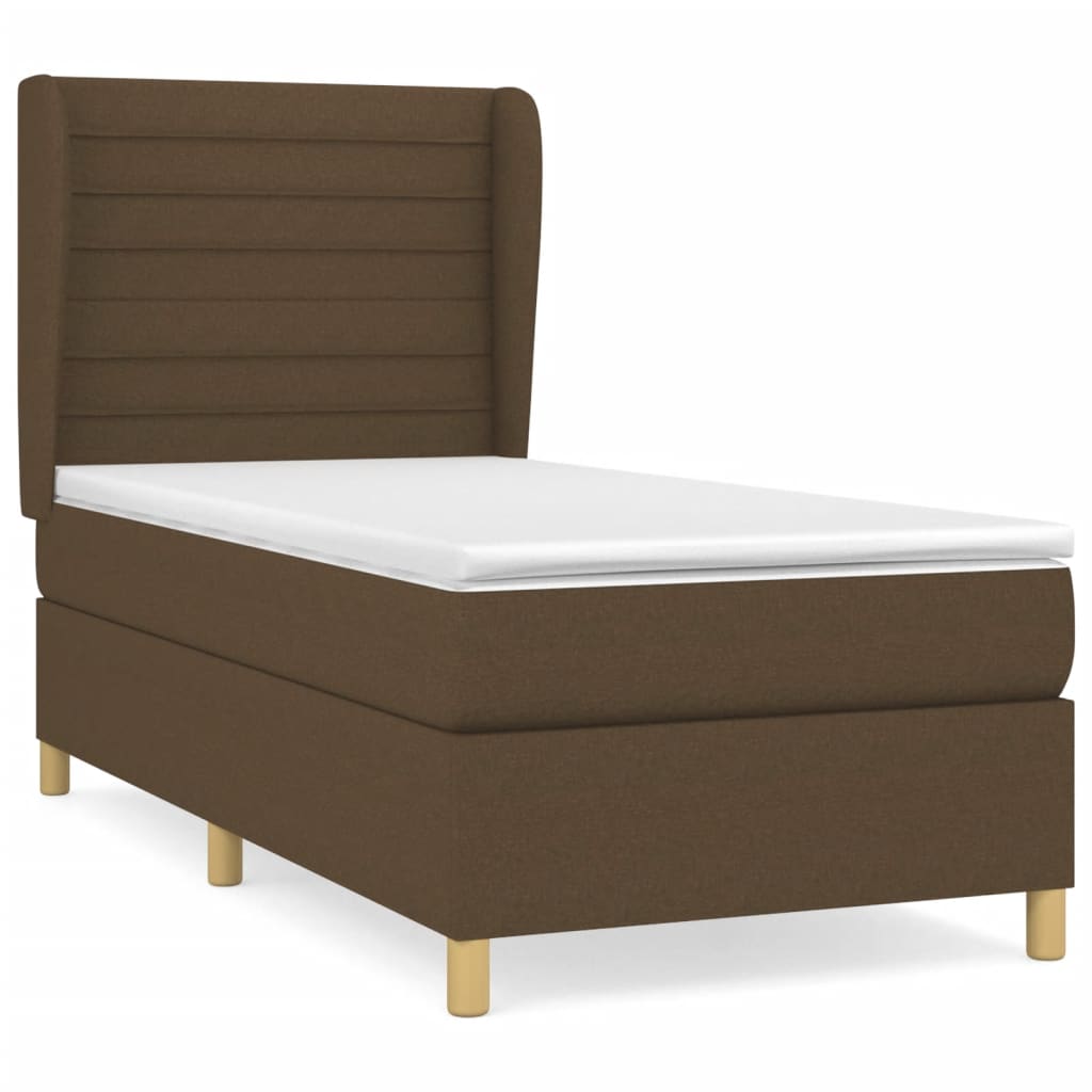 Giroletto a Molle con Materasso Marrone Scuro 100x200cm Tessuto | homemem39