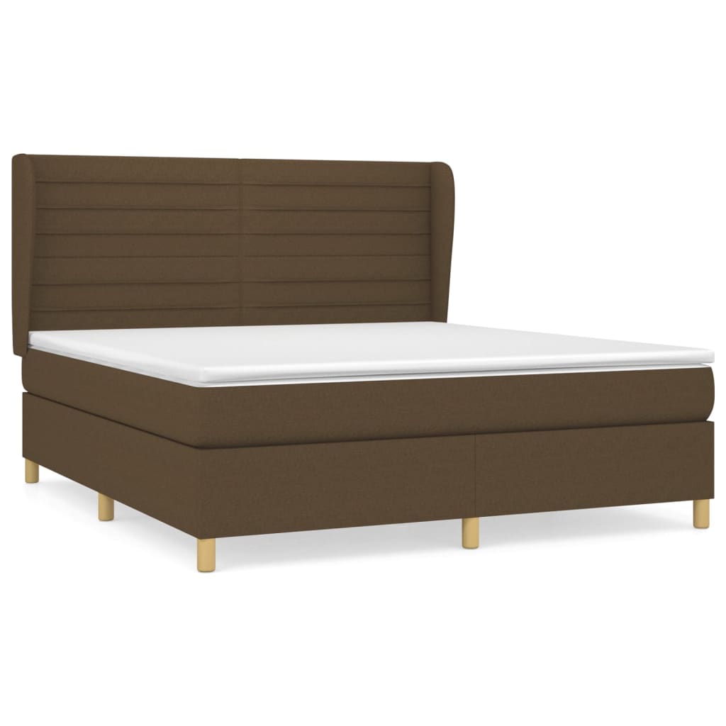 Giroletto a Molle con Materasso Marrone Scuro 160x200cm Tessuto | homemem39
