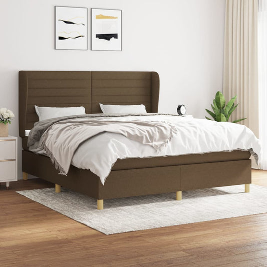 Giroletto a Molle con Materasso Marrone Scuro 160x200cm Tessuto | homemem39