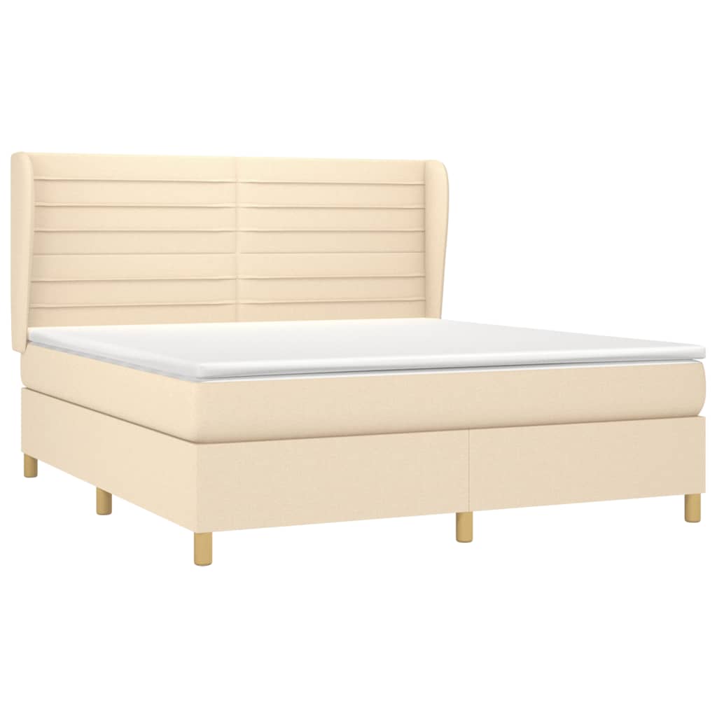 Giroletto a Molle con Materasso Crema 160x200 cm in Tessuto | homemem39