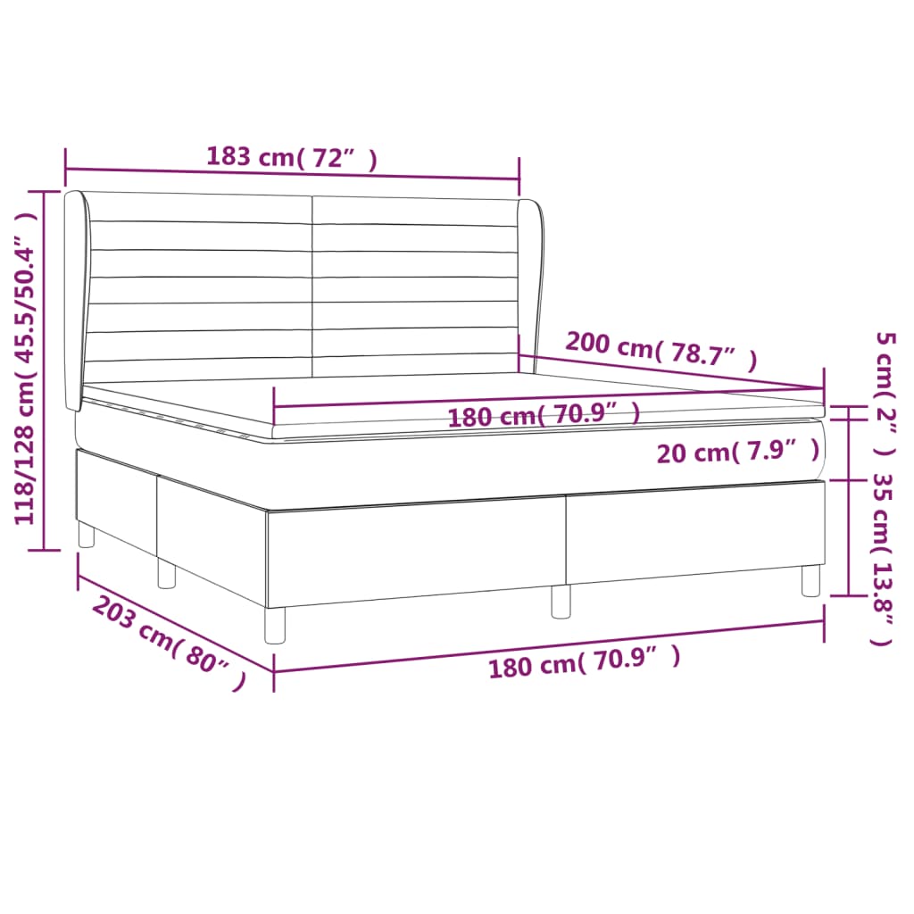 Giroletto a Molle con Materasso Tortora 180x200 cm in Tessuto