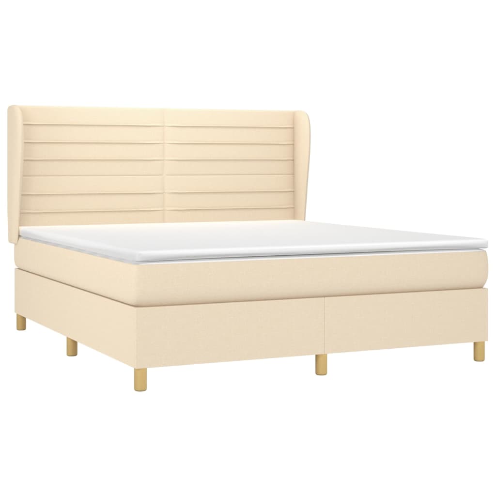 Giroletto a Molle con Materasso Crema 180x200 cm in Tessuto | homemem39