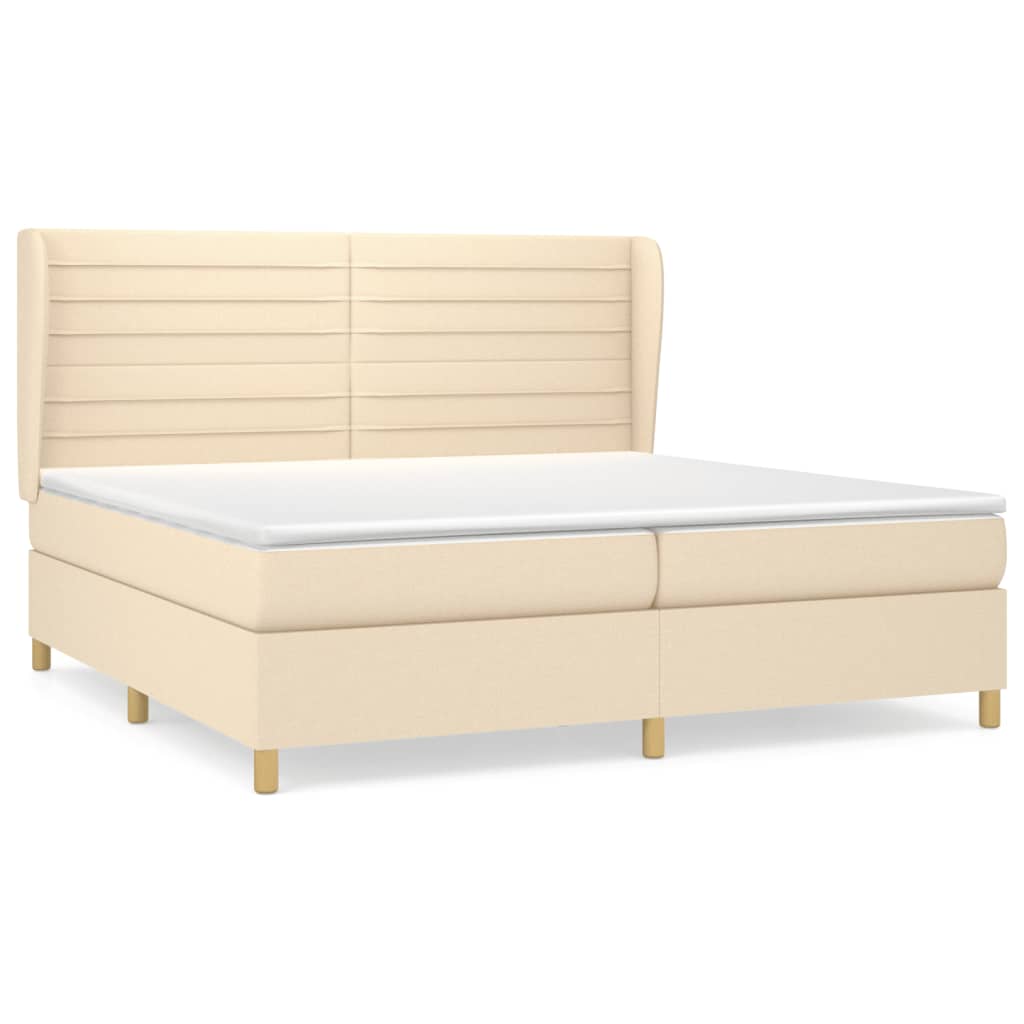 Giroletto a Molle con Materasso Crema 200x200 cm in Tessuto | homemem39