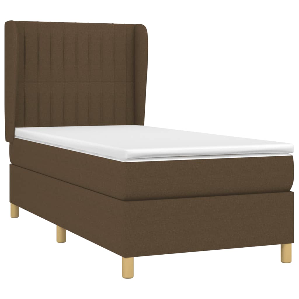 Giroletto a Molle con Materasso Marrone Scuro 90x190cm Tessuto | homemem39