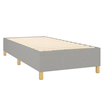 Spring bed frame with light gray mattress 90x200 cm fabric