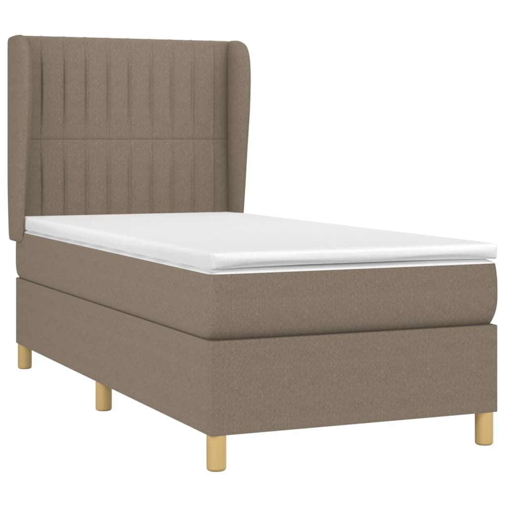 Spring bed frame with dove gray mattress 90x200 cm in fabric