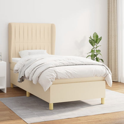 Giroletto a Molle con Materasso Crema 100x200 cm in Tessuto | homemem39