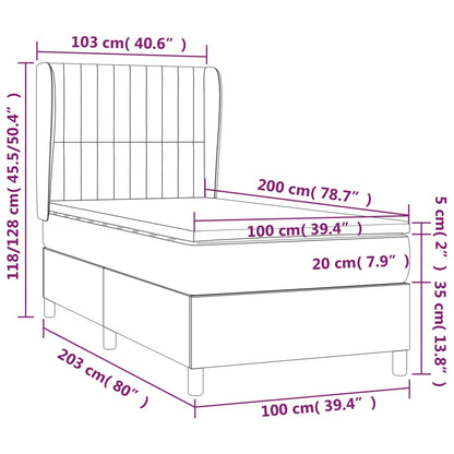 Giroletto a Molle con Materasso Blu 100x200 cm in Tessuto | homemem39