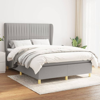Giroletto a Molle con Materasso Grigio Chiaro 140x190cm Tessuto | homemem39