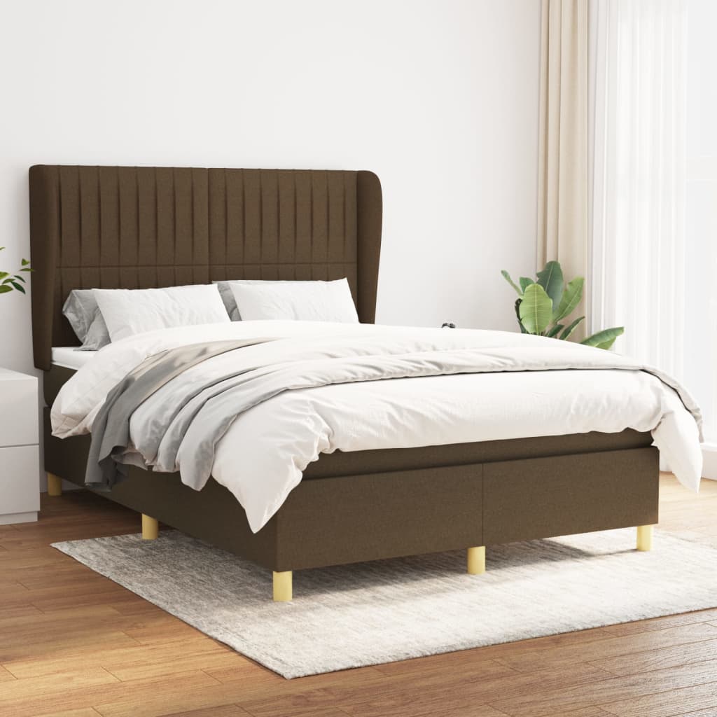 Giroletto a Molle con Materasso Marrone Scuro 140x190cm Tessuto | homemem39